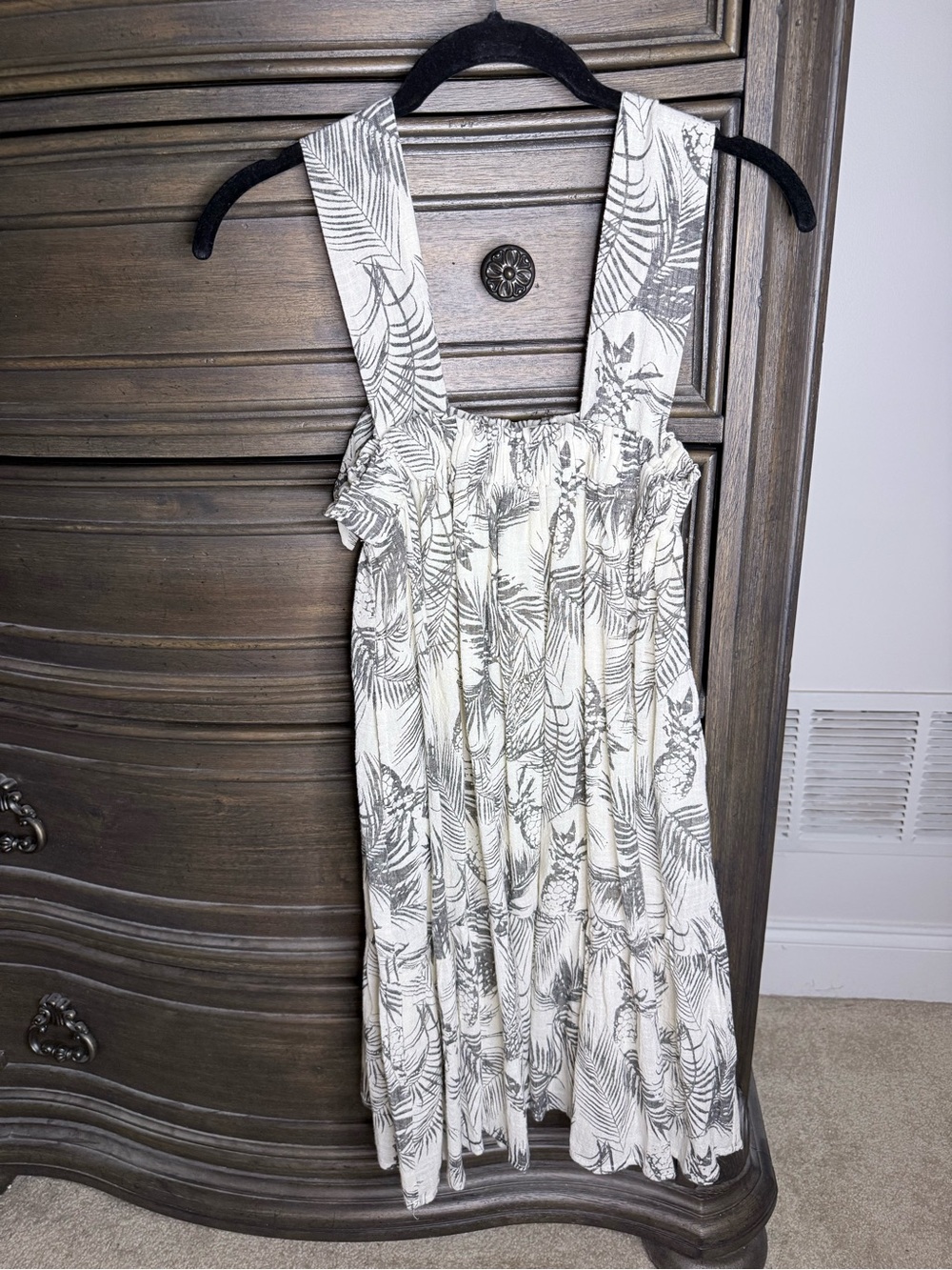 Natural and Green Tropical Print Sundress